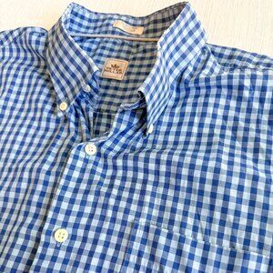 Peter Millar Button-Down Long Sleeve Shirt Blue Check 100% Cotton Classic - XL